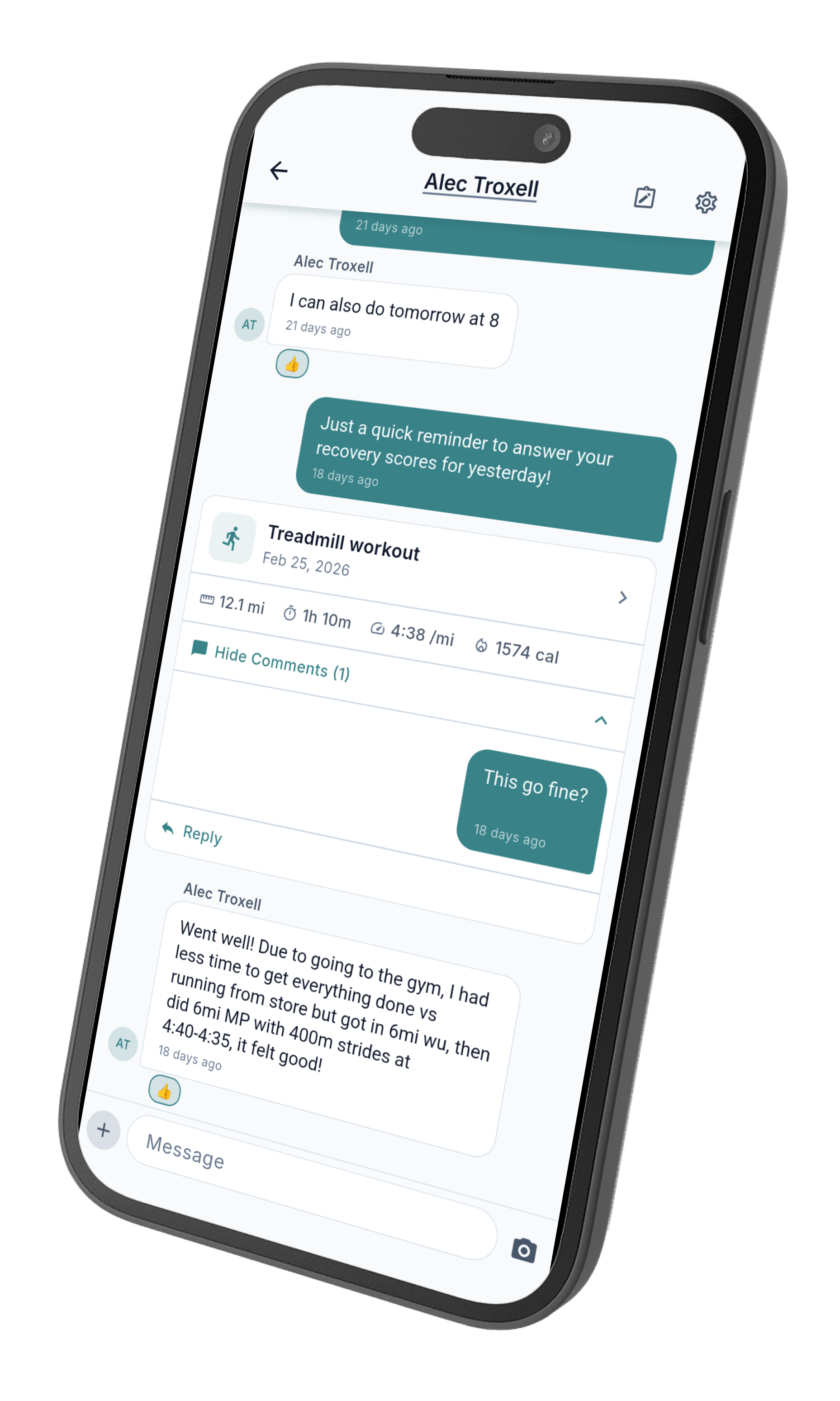 Client messaging and check-ins