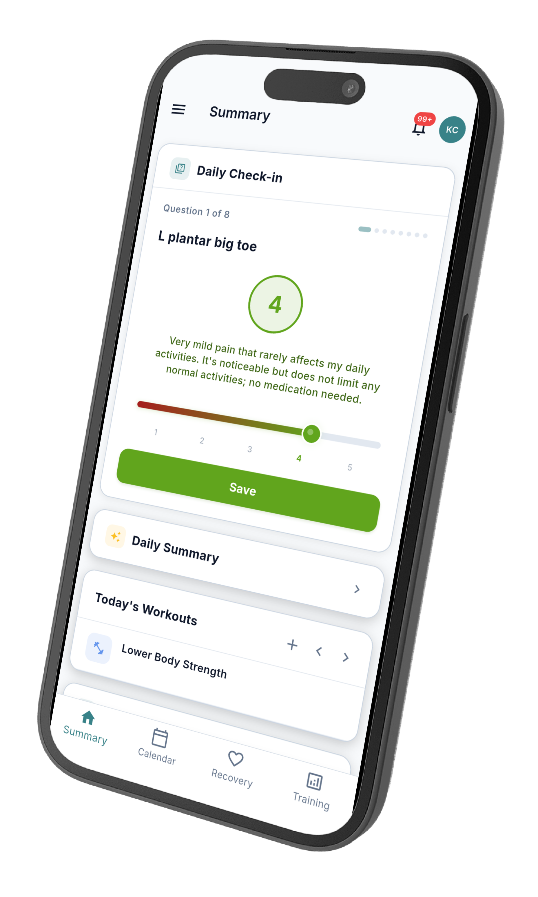 Pain and training data